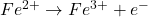 Fe^{2+}\rightarrow Fe^{3+}+e^-