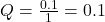 Q=\frac{0.1}{1}=0.1