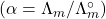 (\alpha=\Lambda_m/\Lambda_m^\circ)