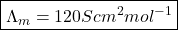 \boxed{\Lambda_m=120 Scm^2mol^{-1}}