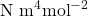 \text{N m}^4 \text{mol}^{-2}