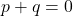 p+q=0