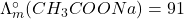 \Lambda_m^\circ(CH_3COONa)=91