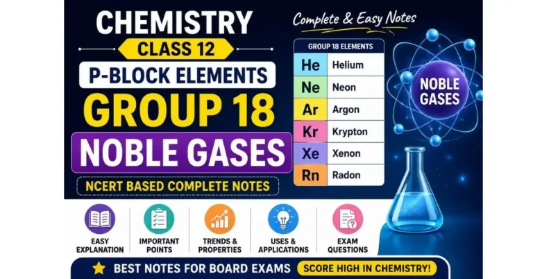 Chemistry 12th P- Block Elements: Notes of group 18