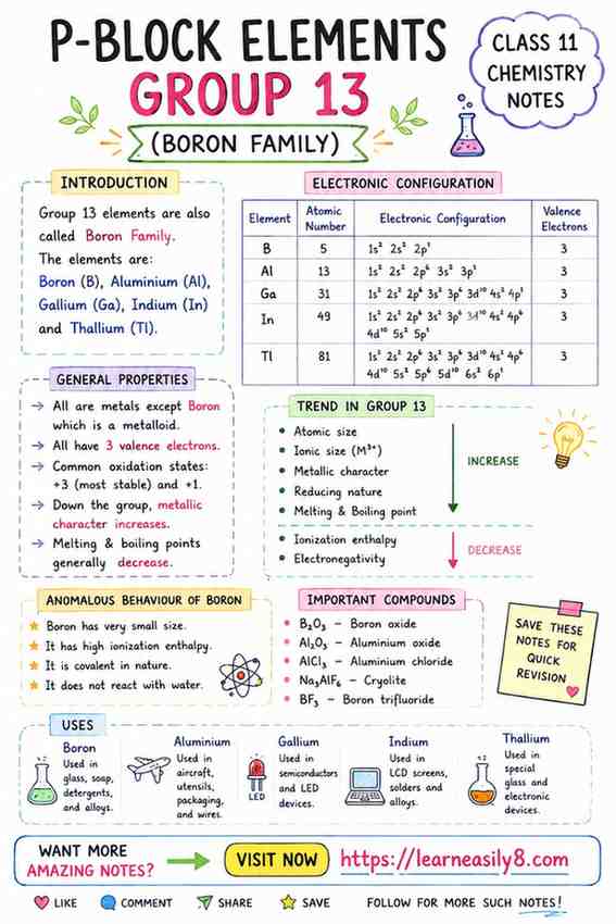 P-Block Elements Notes of Group 13 | Class 11 Chemistry NCERT Notes in Hindi