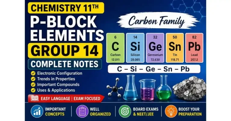 p-block elements for chemistry 11th: Notes of Group 14