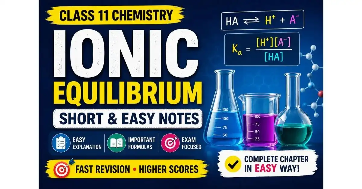 Ionic Equilibrium Short and Easy Notes for Class 11 Chemistry