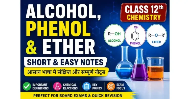 Alcohol, Phenol and Ether: Short and Easy Notes for Class 12th