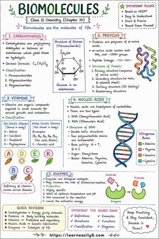 Biomolecules Class 12th Short and Easy Notes of NCERT in Hindi