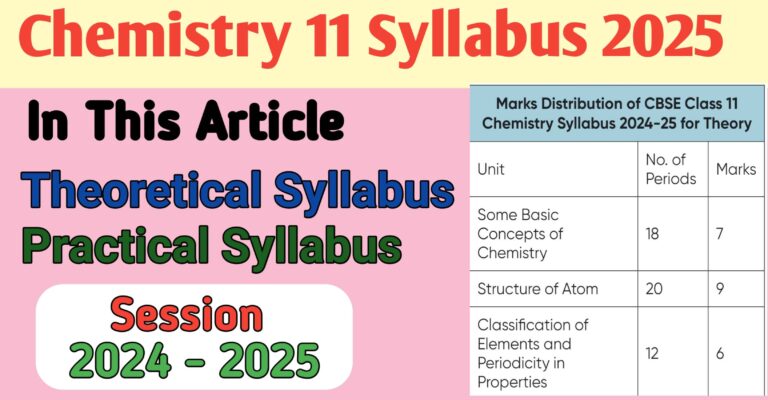 Chemistry 11 Syllabus 2025: Pdf download Easily