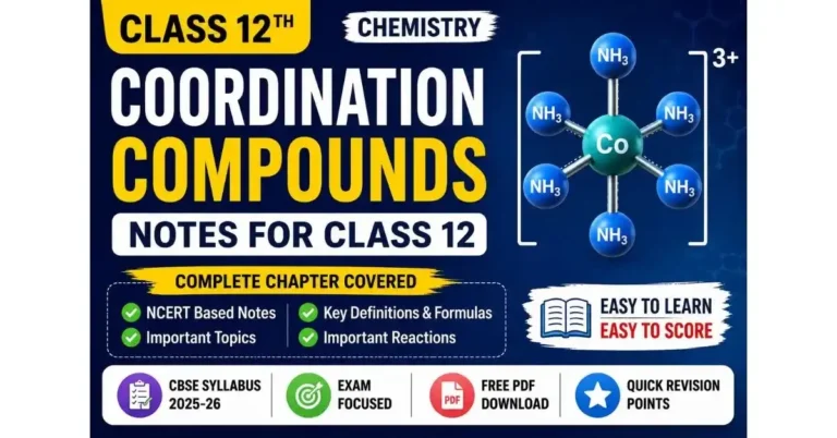 Coordination Compounds Notes for Class 12th | CBSE Quick Notes