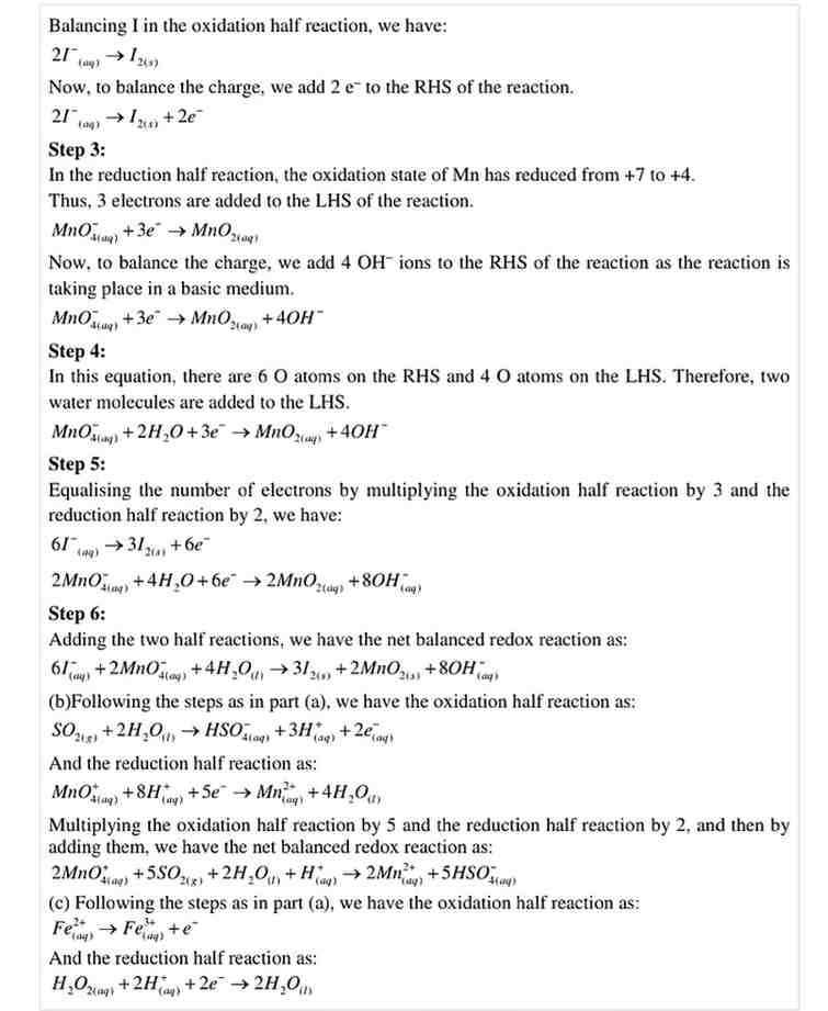 Ncert Solution of Redox Reactions: Class 11 Free Pdf Download 