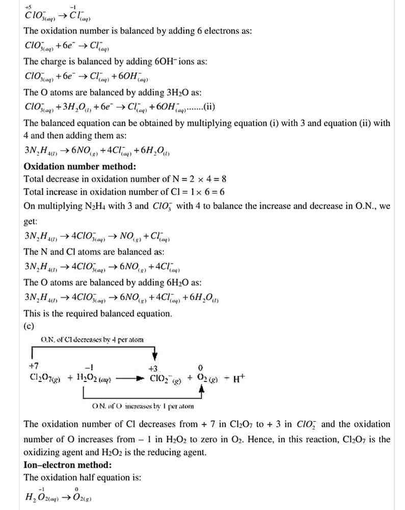 Ncert Solution of Redox Reactions: Class 11 Free Pdf Download 