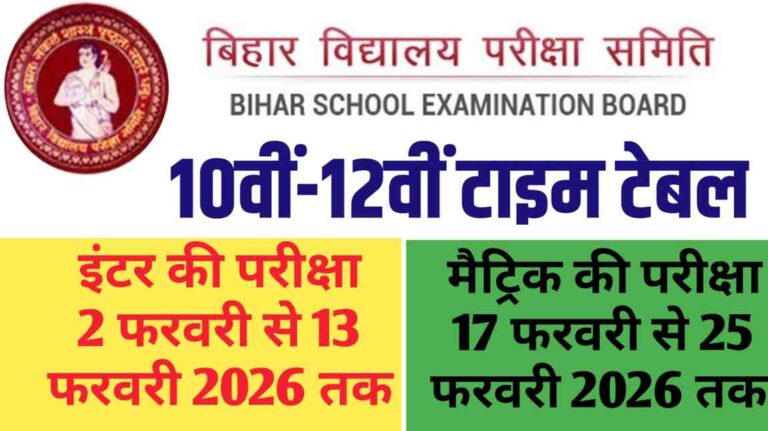 Bihar Board 10th 12th Datesheet 2026 Download PDF: बिहार बोर्ड 10वीं-12वीं टाइम टेबल जारी, यहां देखें पूरा शेड्यूल
