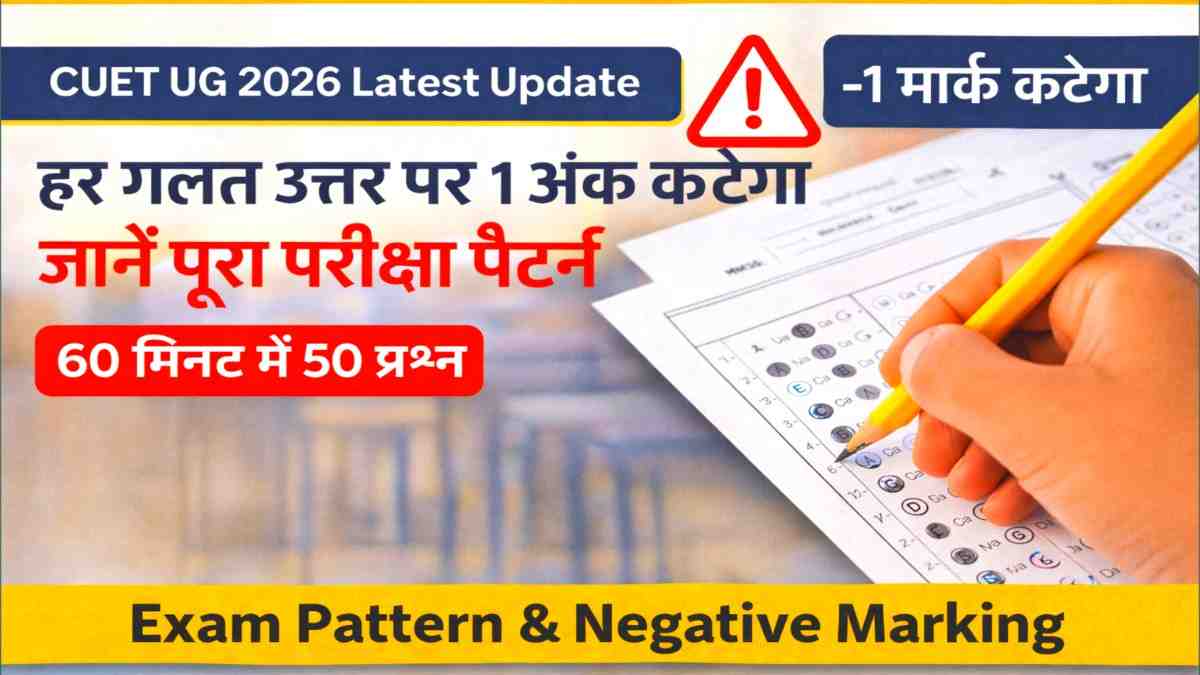 CUET UG 2026 Exam Pattern: 1 Mark Negative Marking Rule