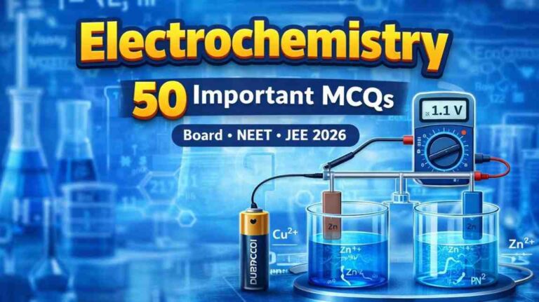 Electrochemistry MCQs for Class 12 – 50 Important Questions