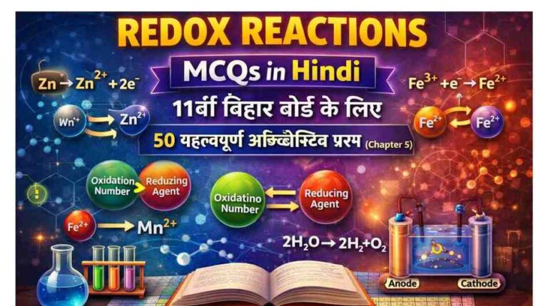 Redox Reactions MCQs in Hindi Class 11 Bihar Board | Chapter 5 Important Questions