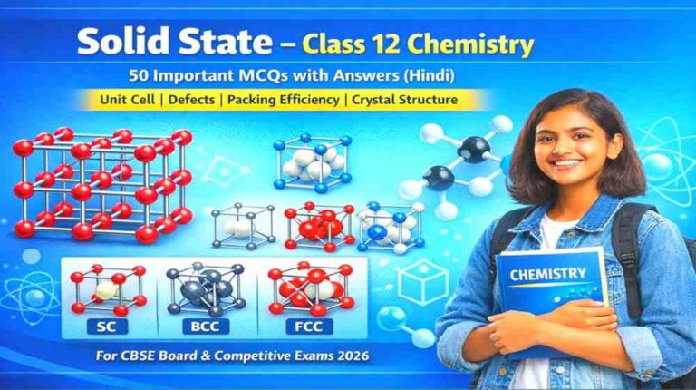 Solid State Class 12 MCQ in Hindi: 50 Important Questions with Answers for Board Exam