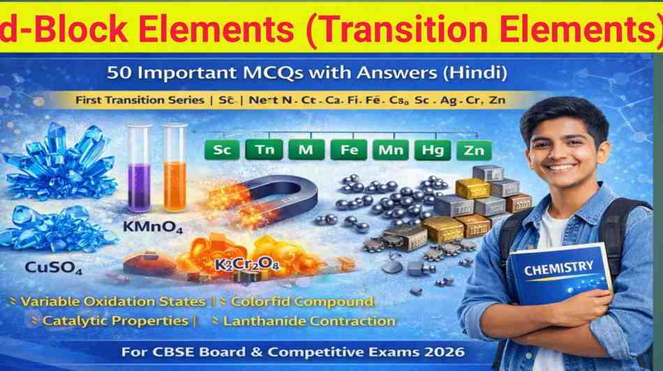 d-Block Elements MCQ Class 12 – 50 Important Questions with Answers (Hindi)