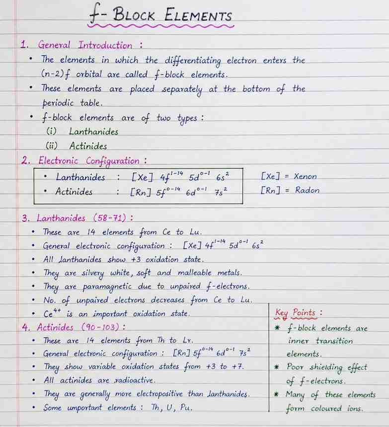 f-Block Elements MCQ Class 12 – 50 Important Questions with Answers (Hindi)