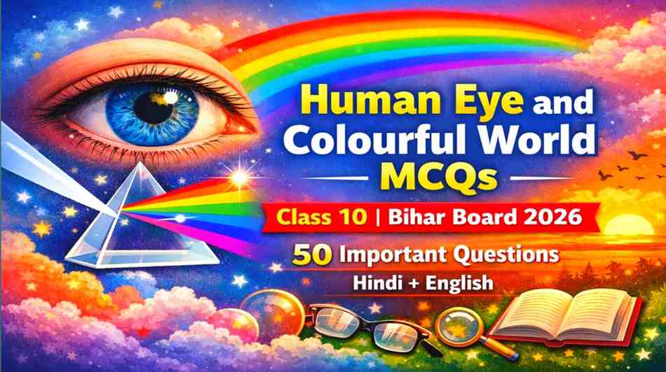 Human Eye and Colourful World MCQs Class 10 Bihar Board 2026 (Hindi + English)