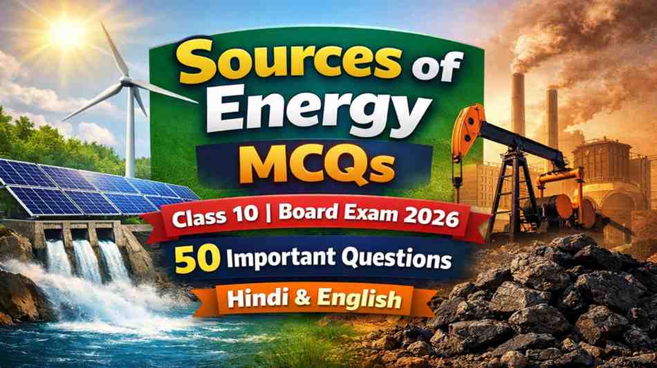 Sources of Energy Class 10 MCQ Hindi English | 50 Important Questions for Board Exam