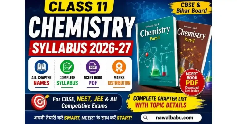 Chemistry 11th Syllabus 2026-27: All Chapter Names, NCERT Book PDF & Chapter List