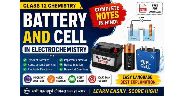 Battery and Cell in Electrochemistry Class 12: Notes, Reactions, Formulas & PDF