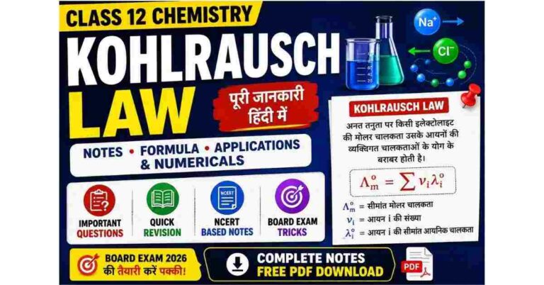 Kohlrausch Law Class 12 Chemistry Notes in Hindi