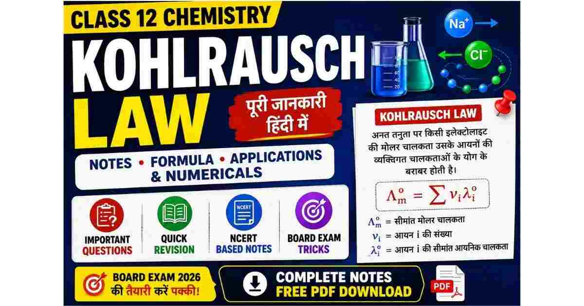 Kohlrausch Law Class 12 Chemistry Notes in Hindi