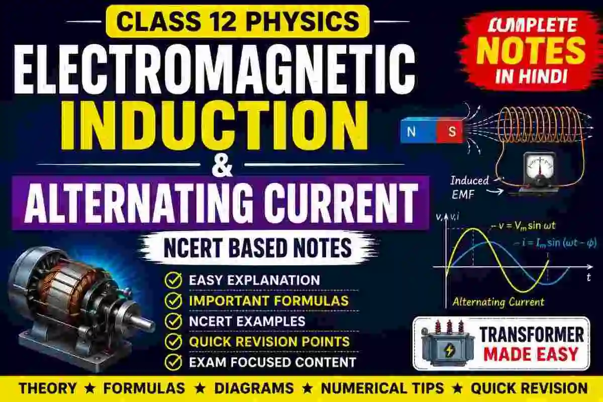 Electromagnetic Induction and Alternating Current Class 12 Notes in Hindi