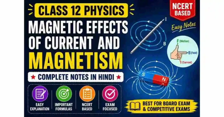 Magnetic Effects of Current and Magnetism Class 12 Notes in Hindi