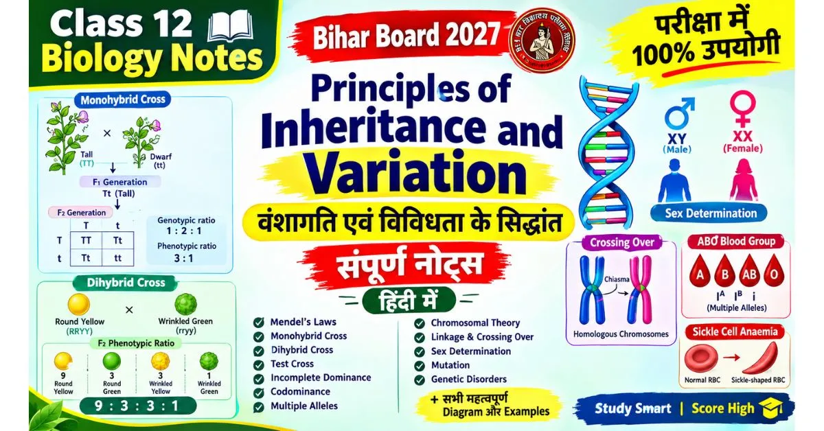 Principles of Inheritance and Variation Class 12 Biology Notes in Hindi