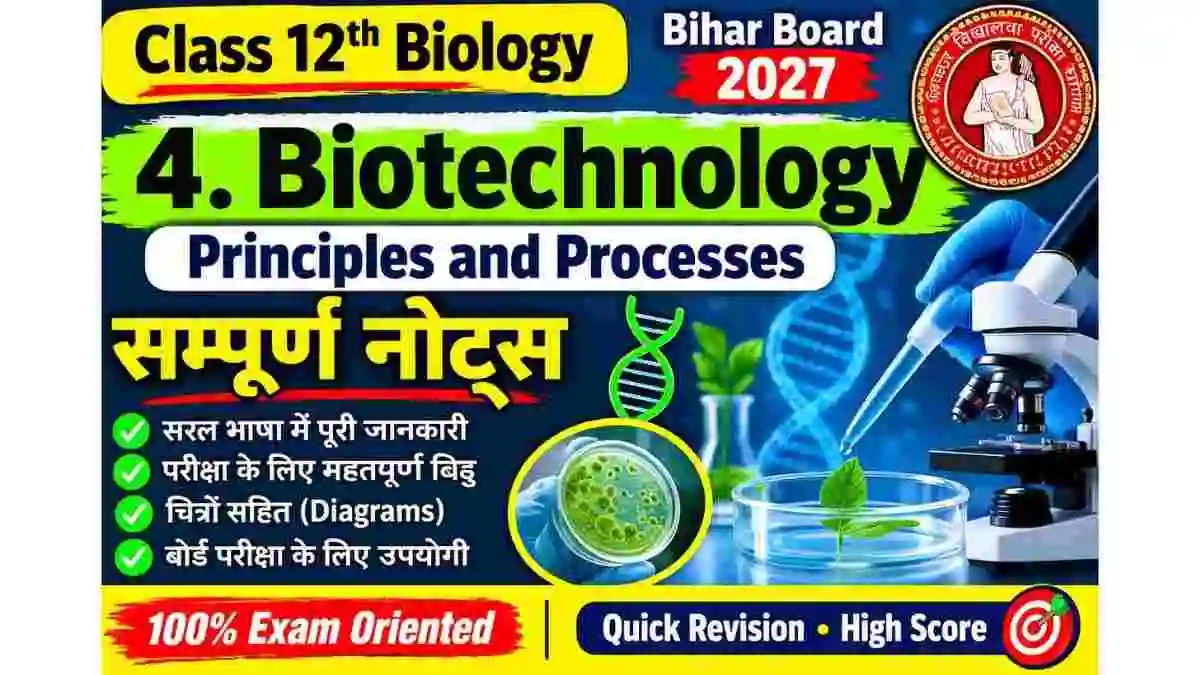 Class 12 Biology Biotechnology Notes in Hindi | Bihar Board 2027
